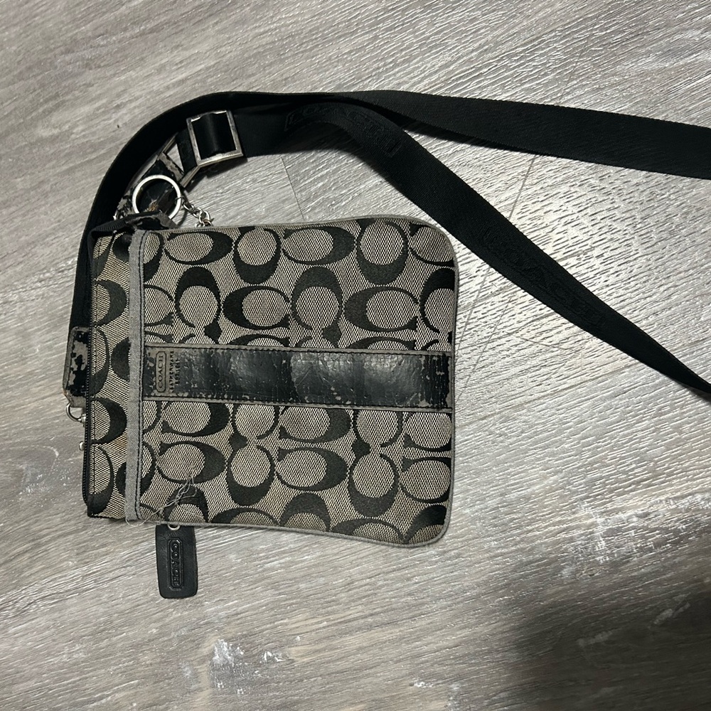 Coach Signature Black and Gray Shoulder Bag